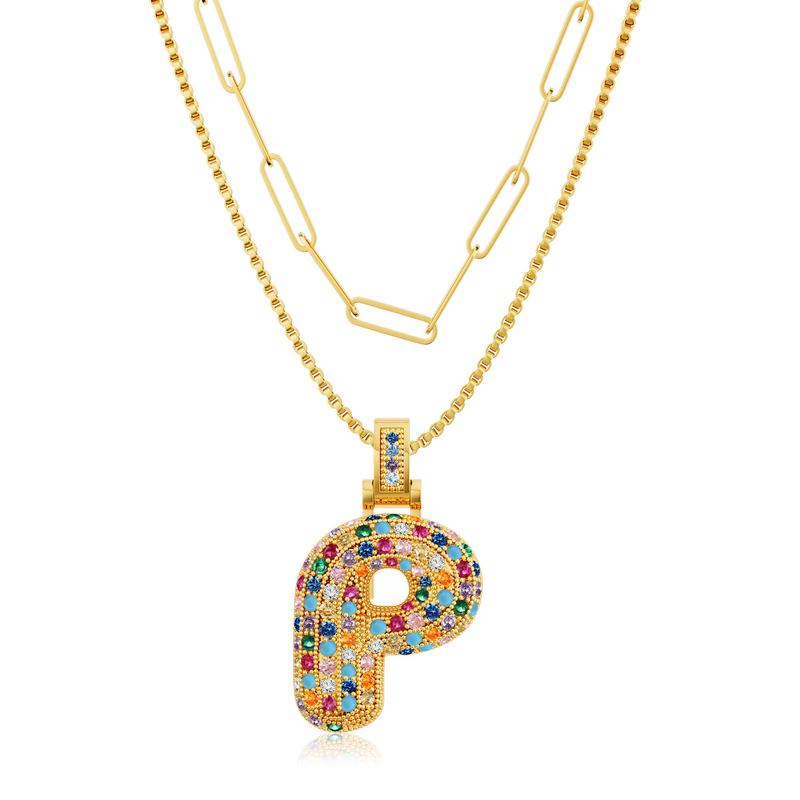 2pc Initial Bubble Necklace Set