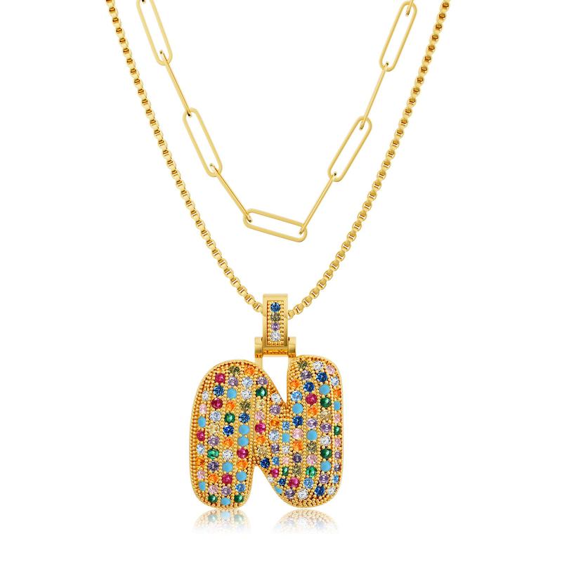 2pc Initial Bubble Necklace Set