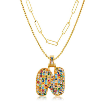 2pc Initial Bubble Necklace Set