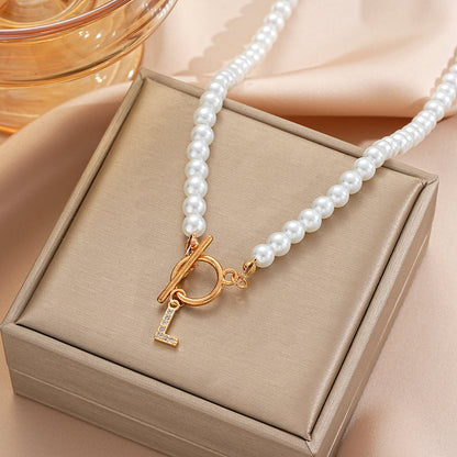 Pearl Beaded Alphabet Keychain
