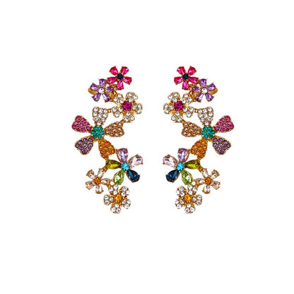 Colorful Crystal Flower Earrings