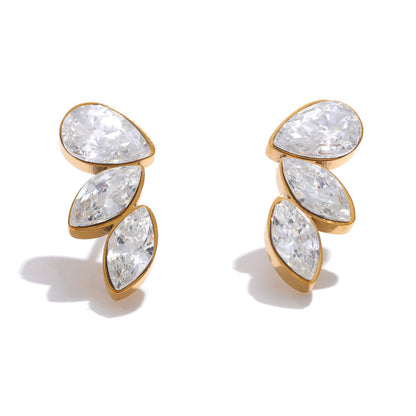 Teardrop Leaf Climber Earrings