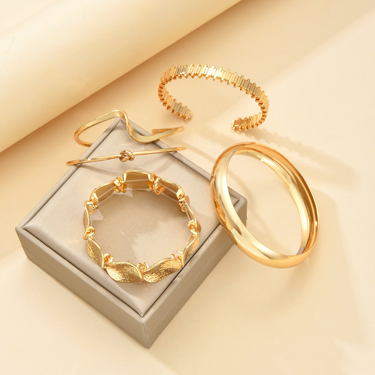 6pc Bold Geometric Bracelet Stack