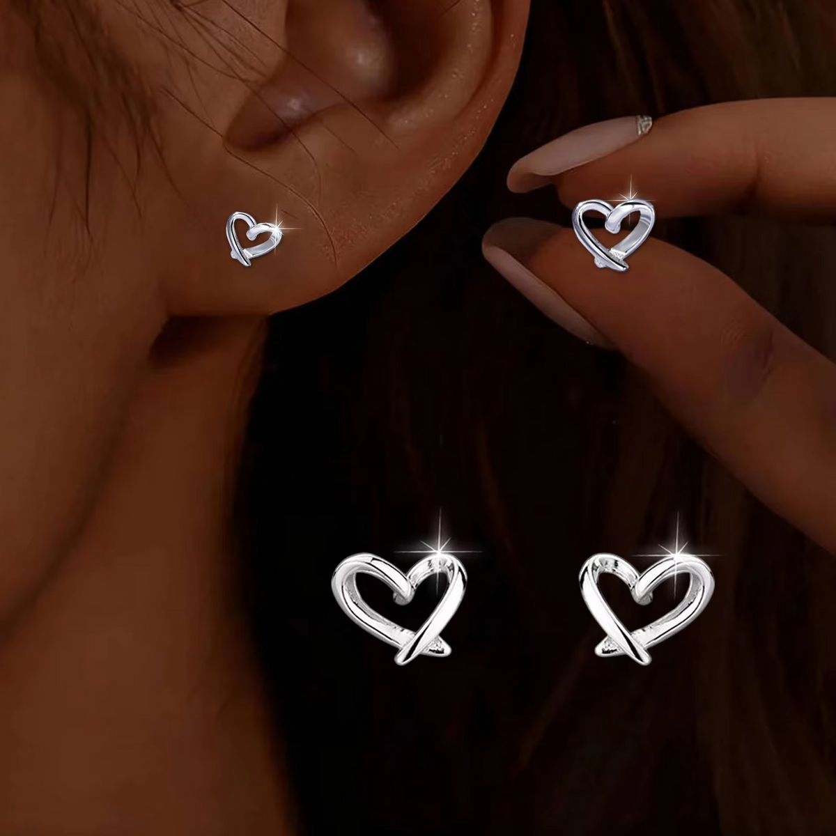 Silver Open Heart Earrings