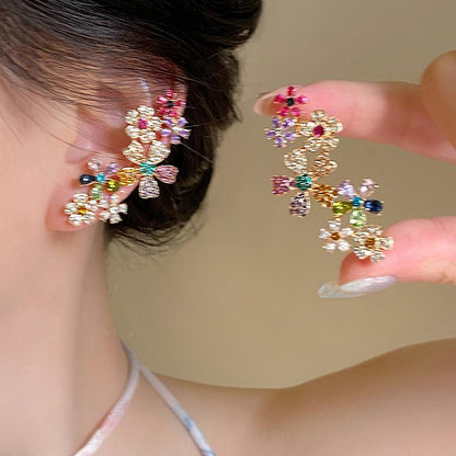 Colorful Crystal Flower Earrings