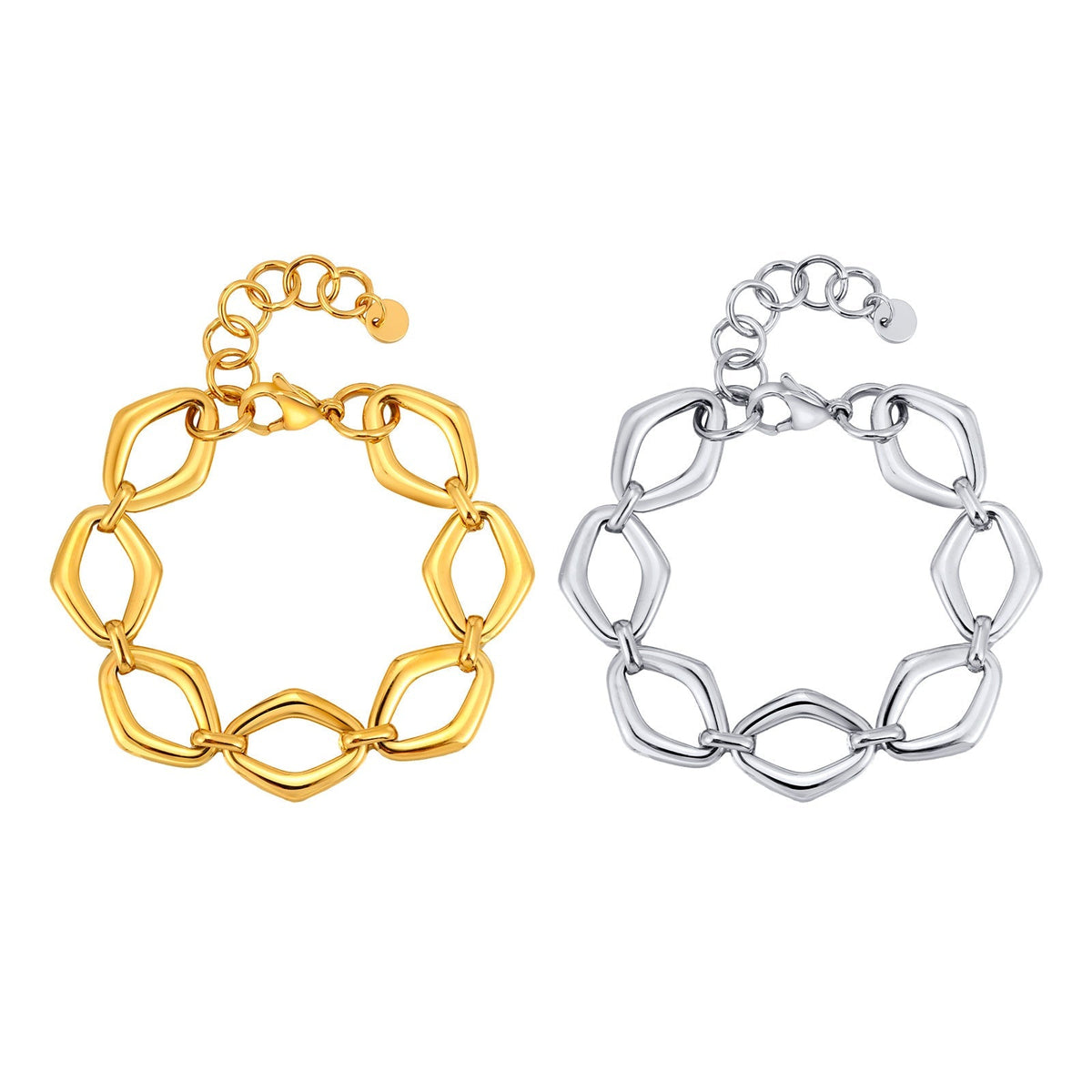 Diamond-Shaped Gold Link Bracelet