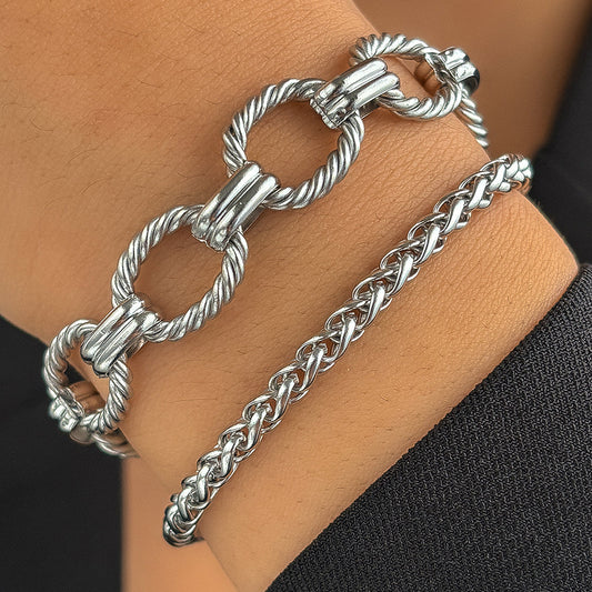 Gold Twisted Link Statement Bracelet
