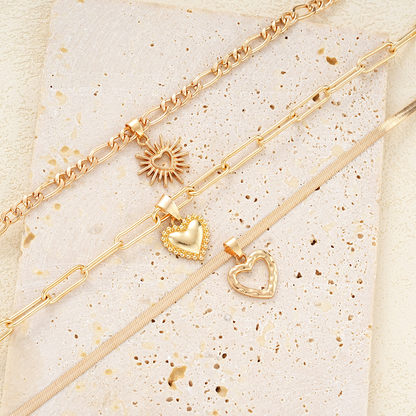 3pc Boho Heart Pendant Necklace Set