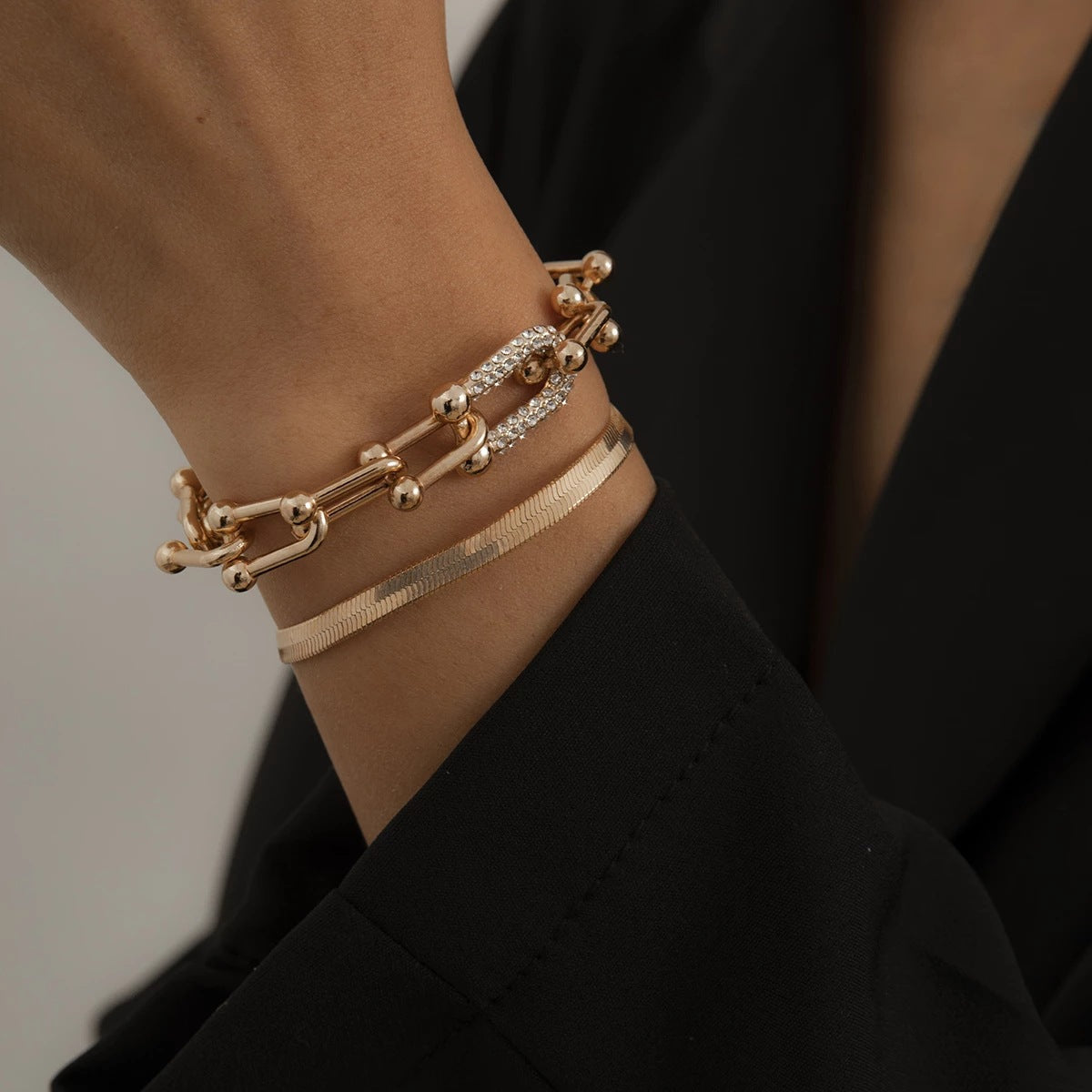 Gold Crystal Link Chain Bracelet
