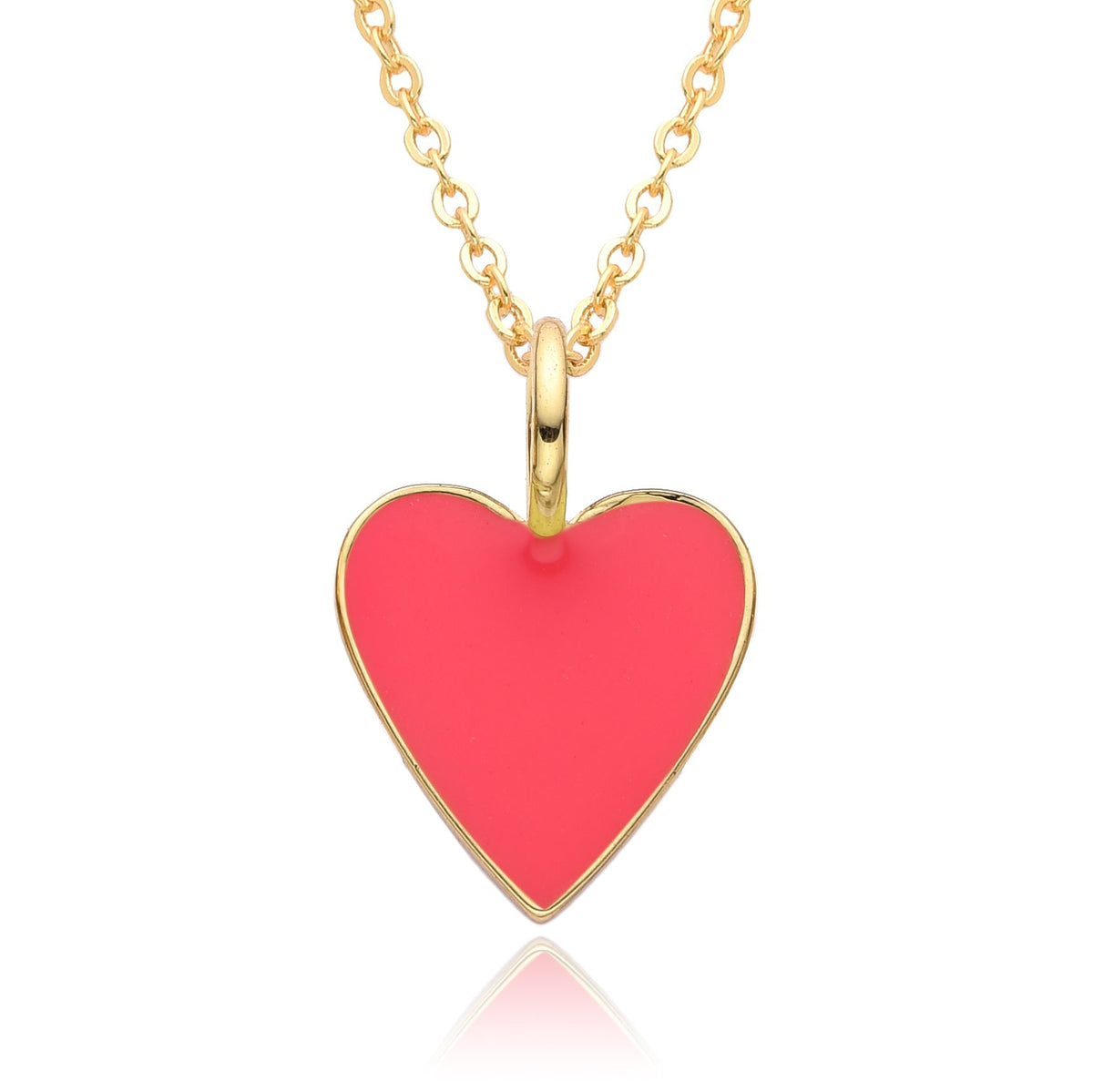 Gold Enamel Heart Pendant Necklace