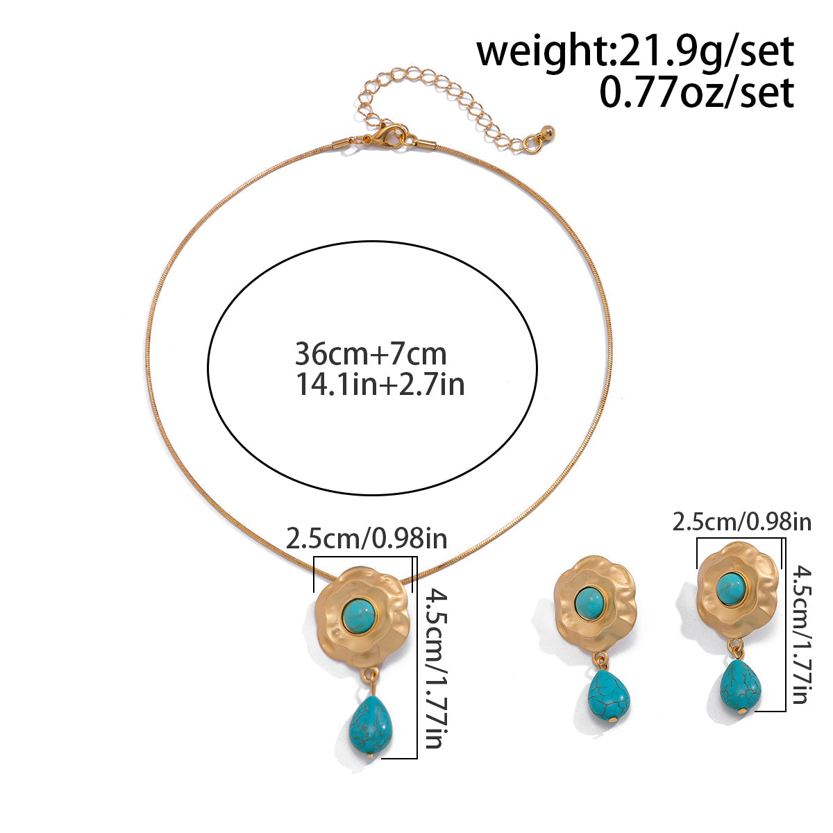 Blue Stone Flower Choker & Earrings Set