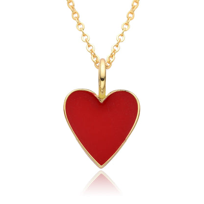 Gold Enamel Heart Pendant Necklace