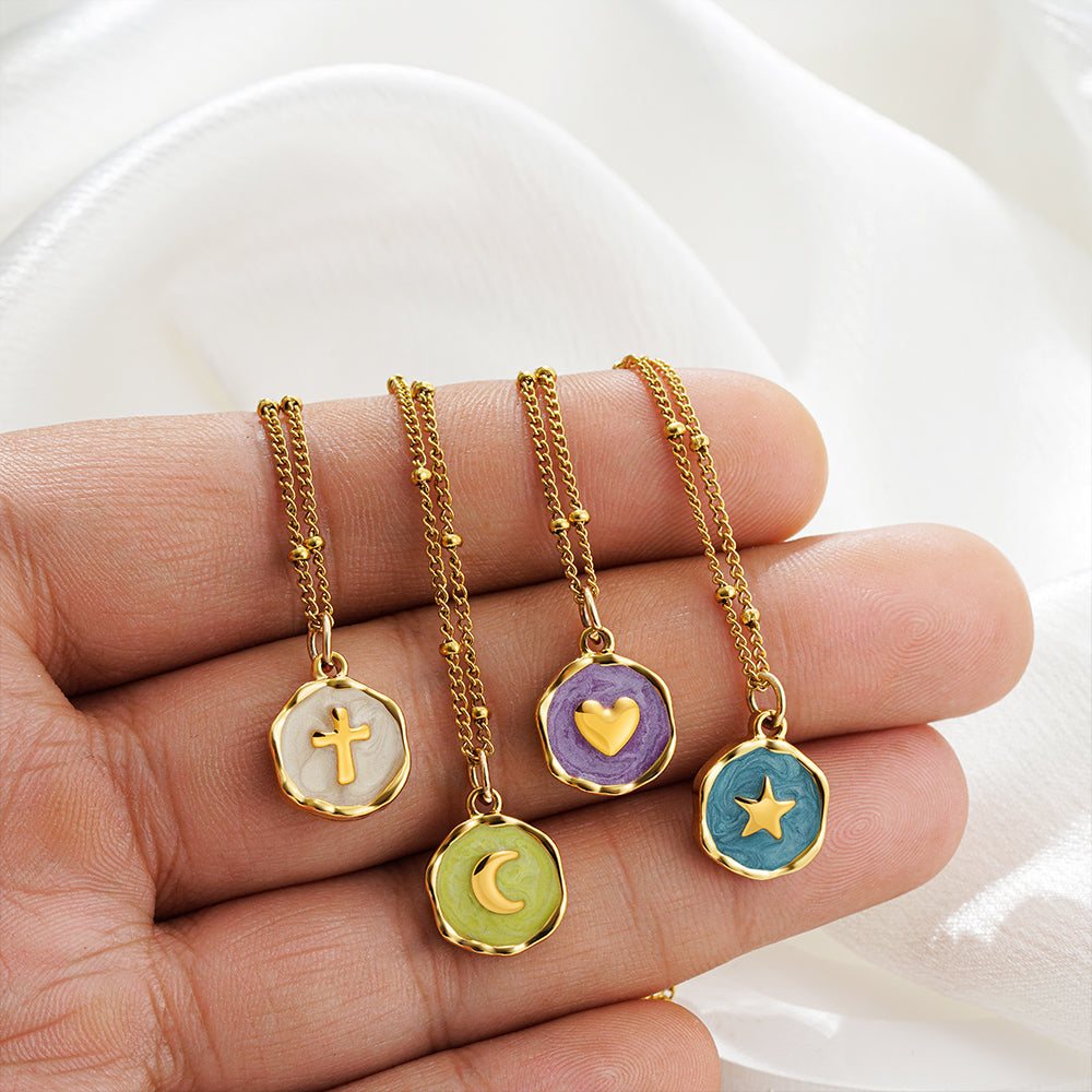 Natural Stone Geometric Pendant Choker
