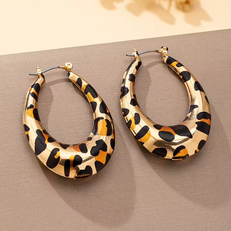 Chunky Leopard Hoop Earrings
