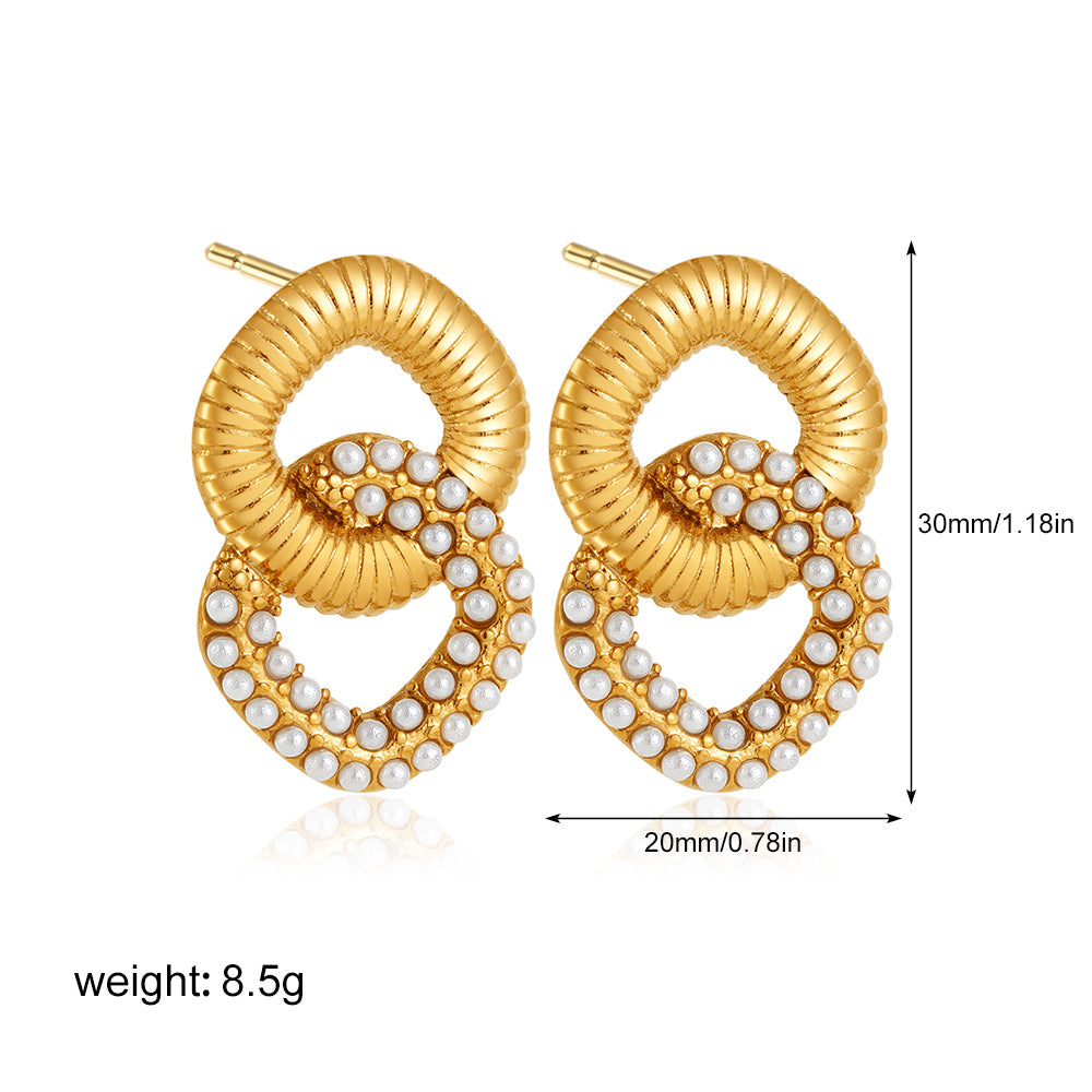 Chunky Geometric Pearl Stud Earrings