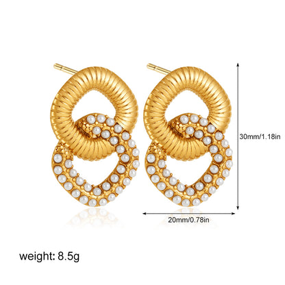 Chunky Geometric Pearl Stud Earrings