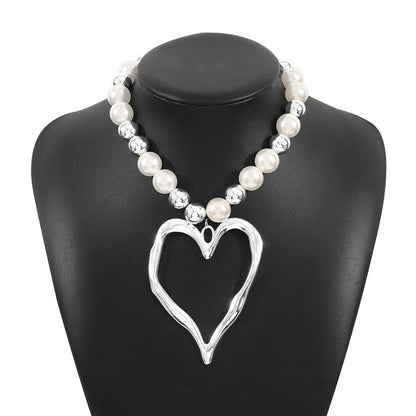 Steampunk Heart Pearl Necklace