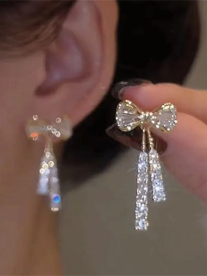Crystal Bow Drop Earrings
