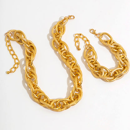 Chunky Cross Chain Choker & Bracelet Set