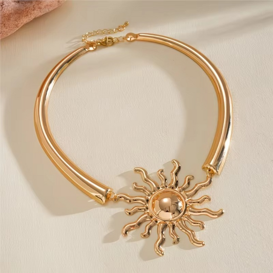 Sun Pendant Choker Necklace