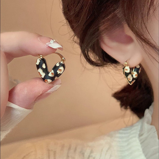 Red Drip Heart Hoop Earrings