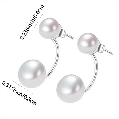 Double Pearl Drop Earrings