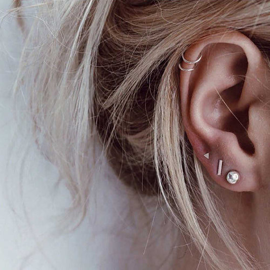 Geometric Stainless Steel Stud Set