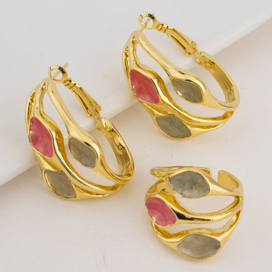 Colorful Earrings & Ring Set for Women