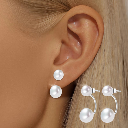 Double Pearl Drop Earrings
