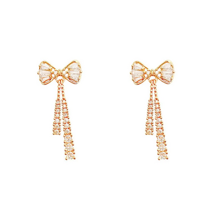 Crystal Bow Drop Earrings
