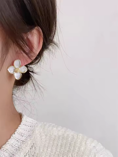 Hibiscus Glazed Flower Earrings