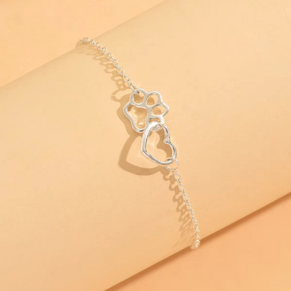 Paw Print Heart Anklet