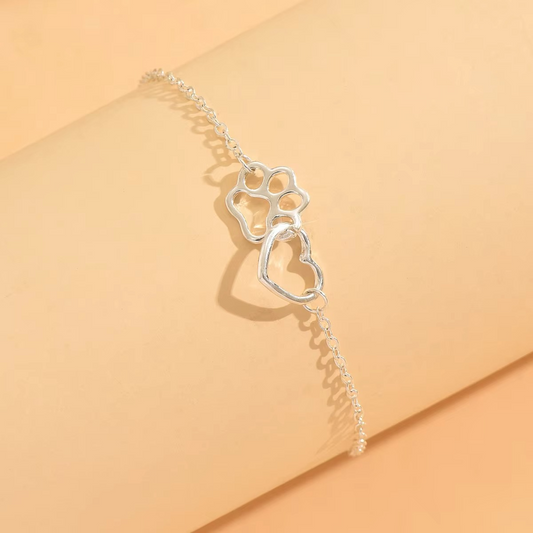 Paw Print Heart Anklet