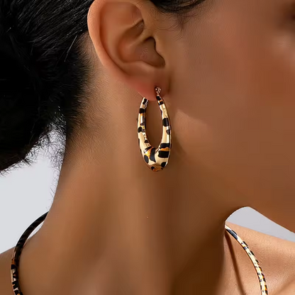 Chunky Leopard Hoop Earrings