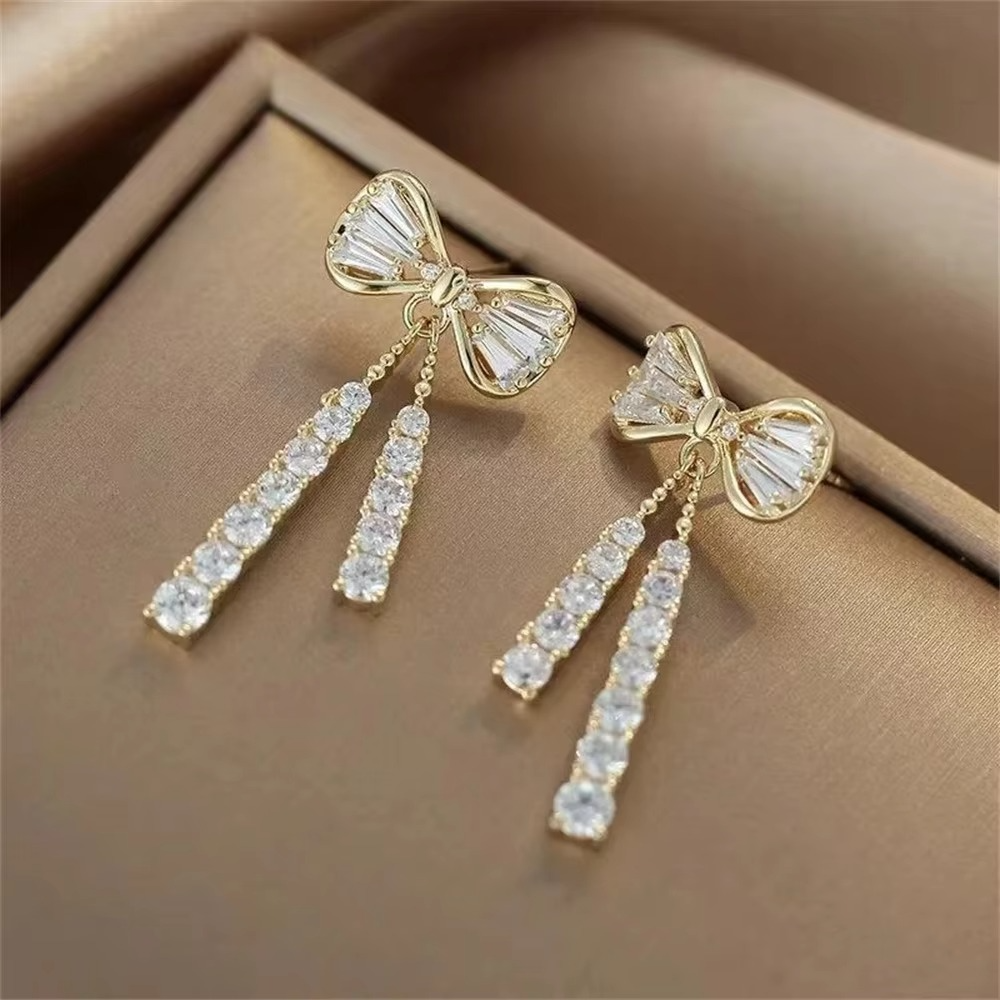 Crystal Bow Drop Earrings