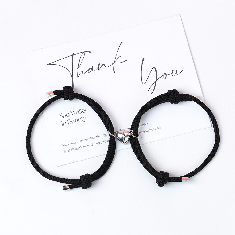2pc Black & White Heart Couple Bracelets