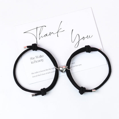 2pc Black & White Heart Couple Bracelets