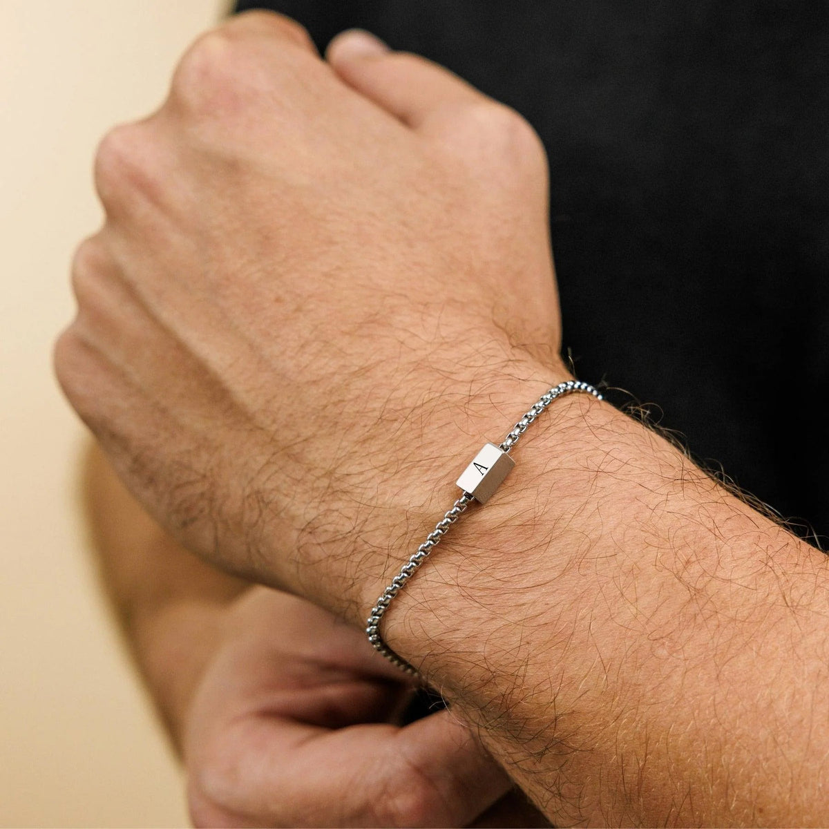 Gold Initial Box Chain Bracelet