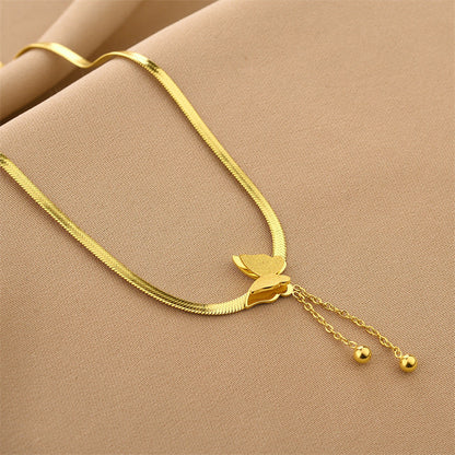 Butterfly Accent Snake Chain Choker