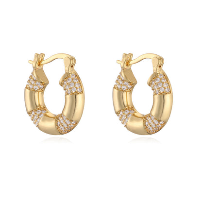 Chunky Crystal Accent Hoop Earrings