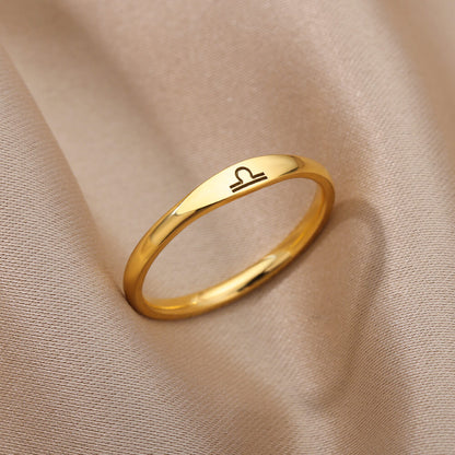 Zodiac Constellation Stainless Steel Ring