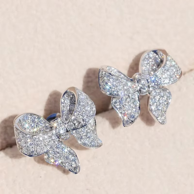 Crystal Bow Stud Earrings