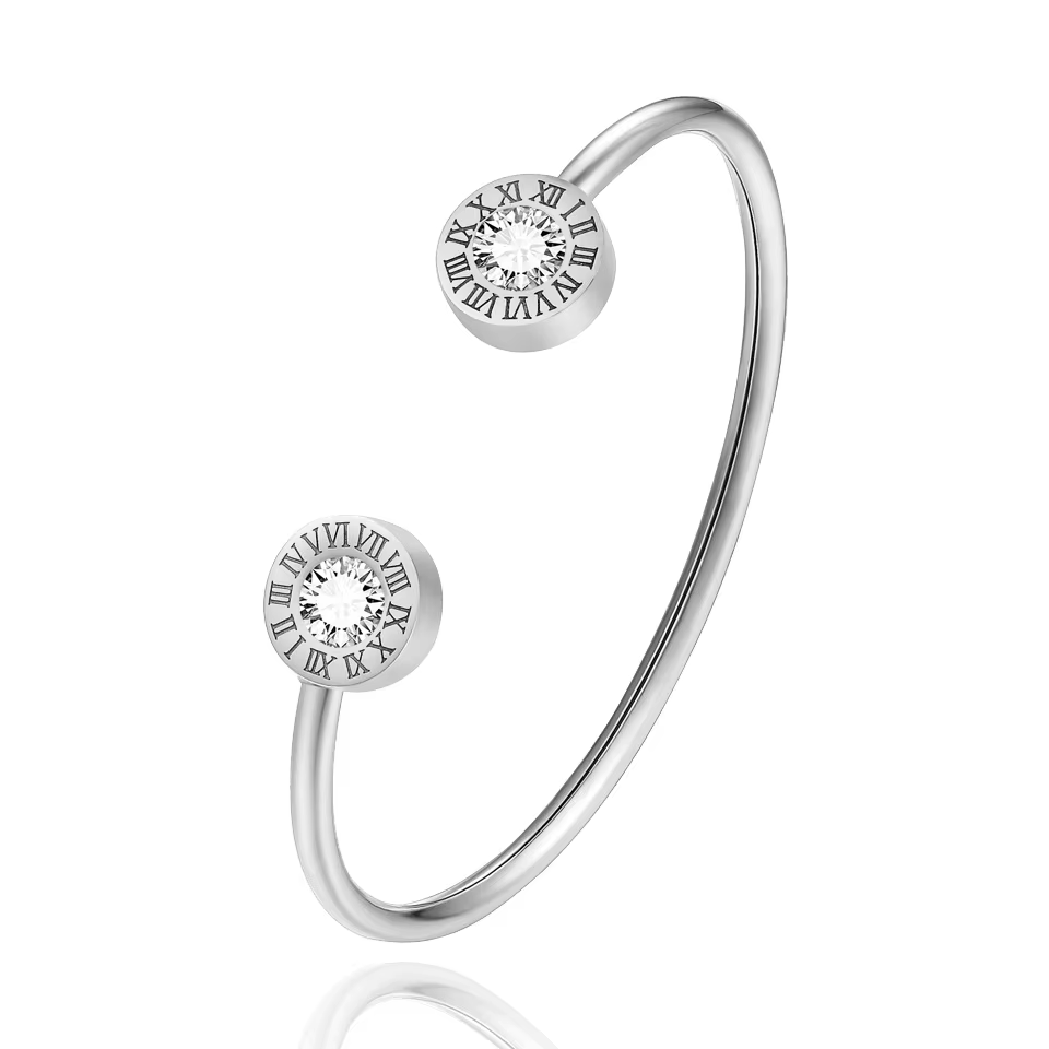 Roman Numeral Open Cuff Bracelet