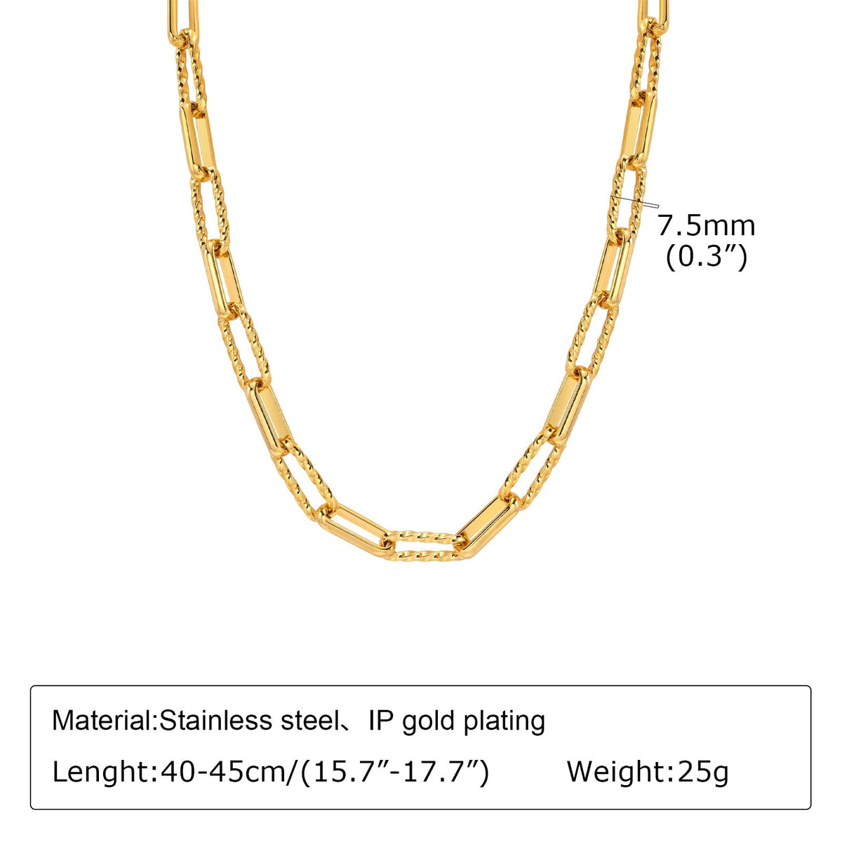 18k Gold Paperclip Chain Necklace