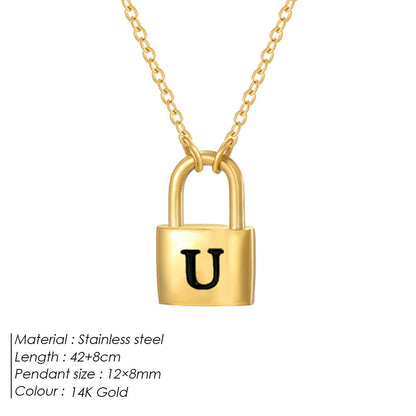 Initial Padlock Pendant Necklace