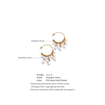 Baroque Pearl Drop Hoop Earrings