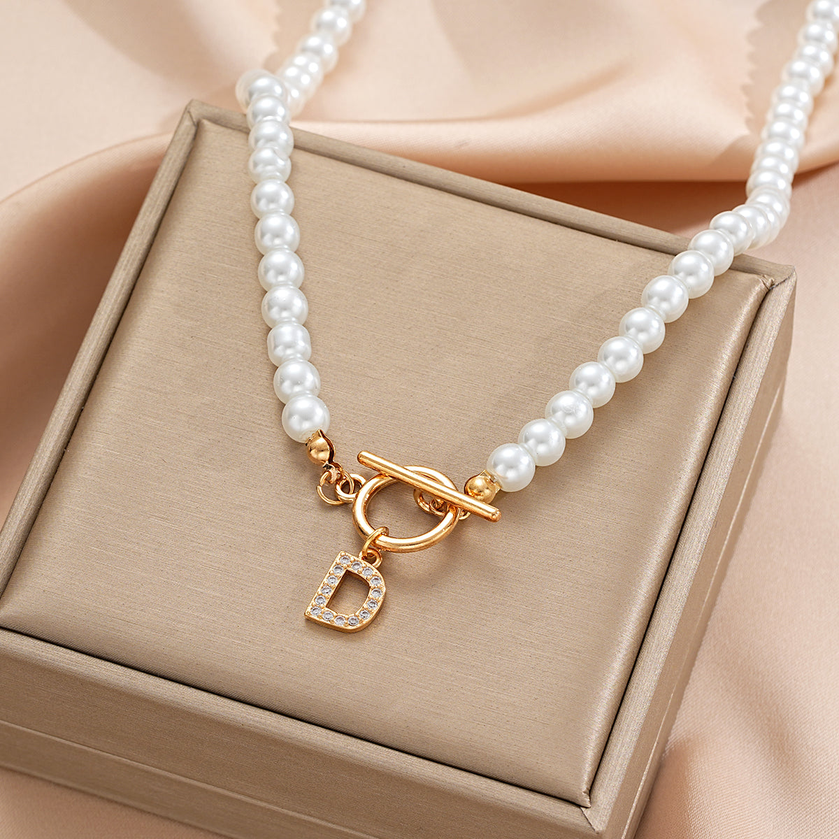 Pearl Beaded Alphabet Keychain