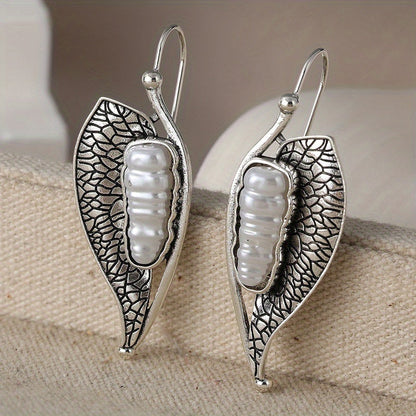 Vintage Pearl Leaf Earrings
