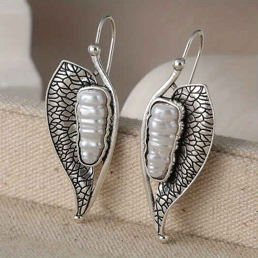 Vintage Pearl Leaf Earrings