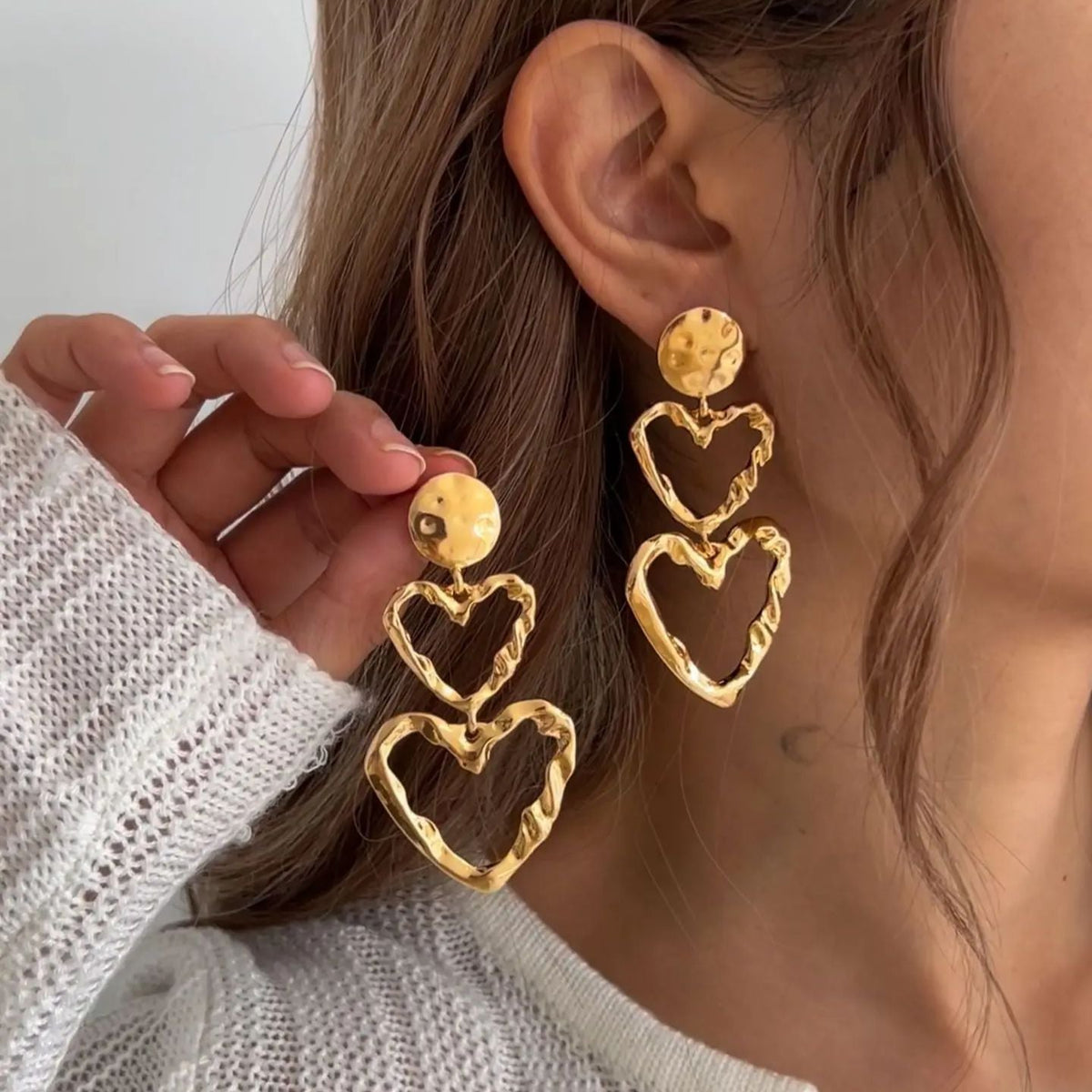 Punk Heart Tassel Stud Earrings